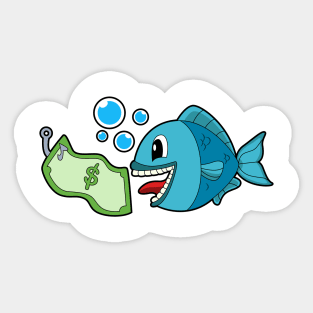Fish with Bank note Sticker